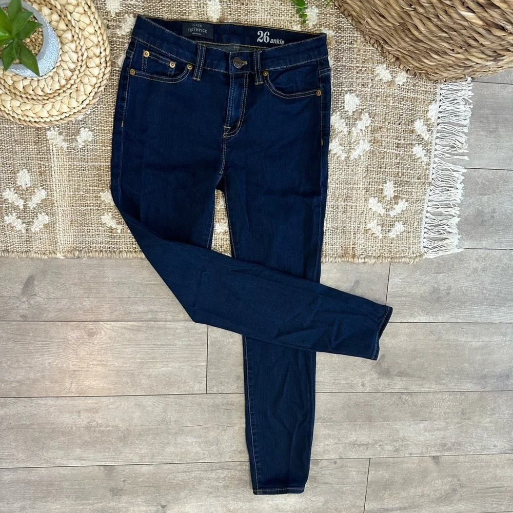 J. Crew Women’s Toothpick Skinny Ankle Jeans Size 26 Dark Blue Jeans Like New